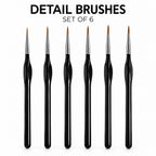 Black precision detail brushes, set of 6