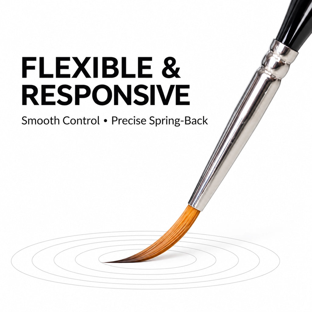 Flexible and responsive detail brush bristles