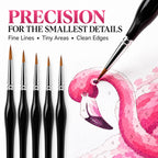 Precision detail brushes for fine paint by numbers work