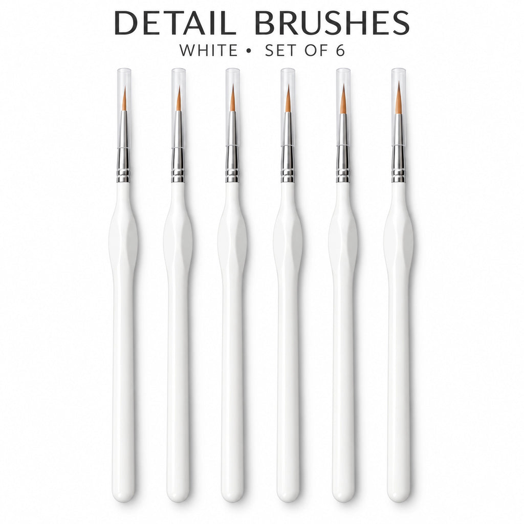 White precision detail brushes, set of 6