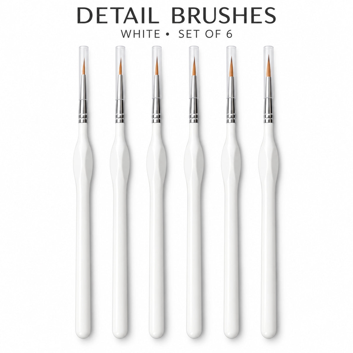 White precision detail brushes, set of 6