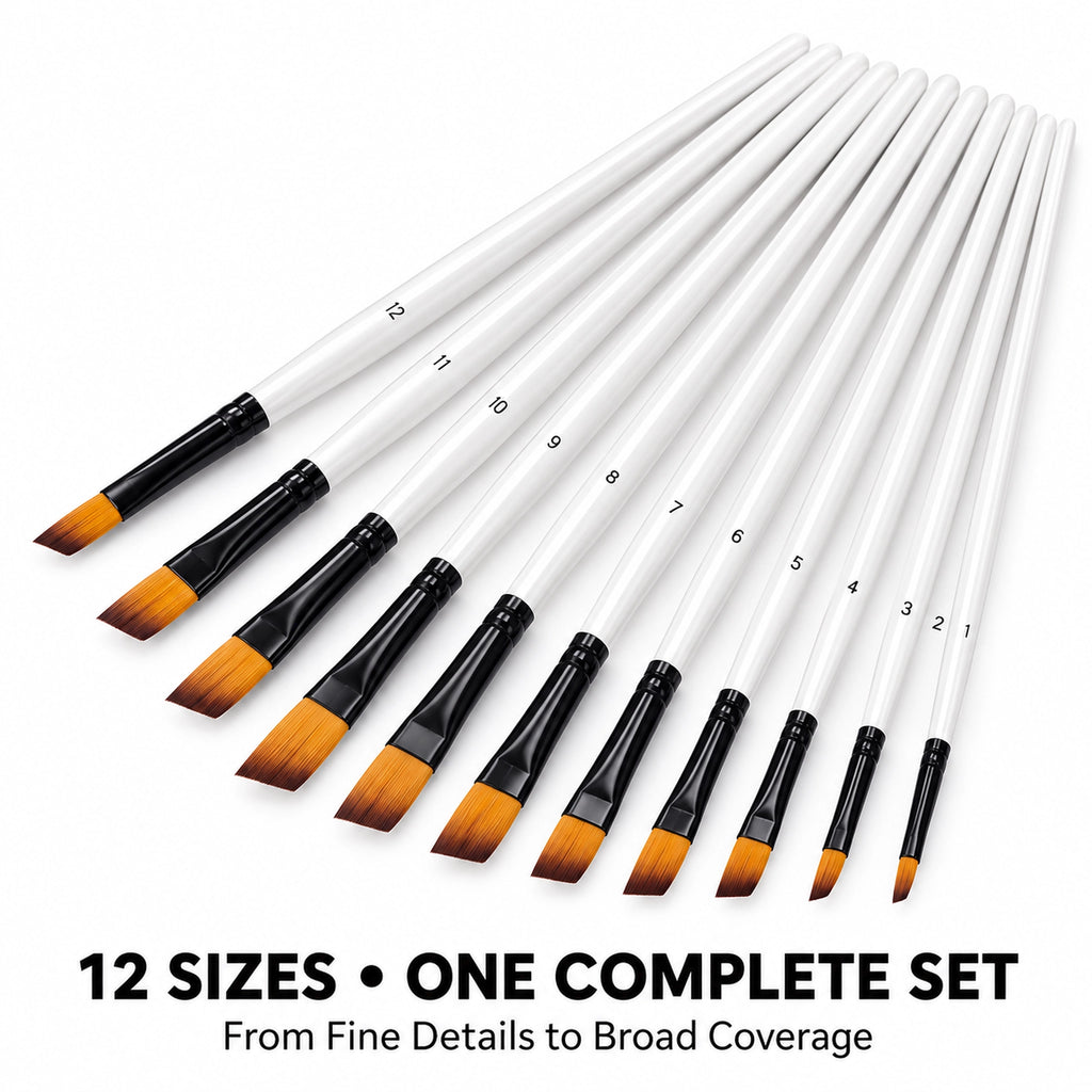 Professional artist brush set in 12 graduated sizes