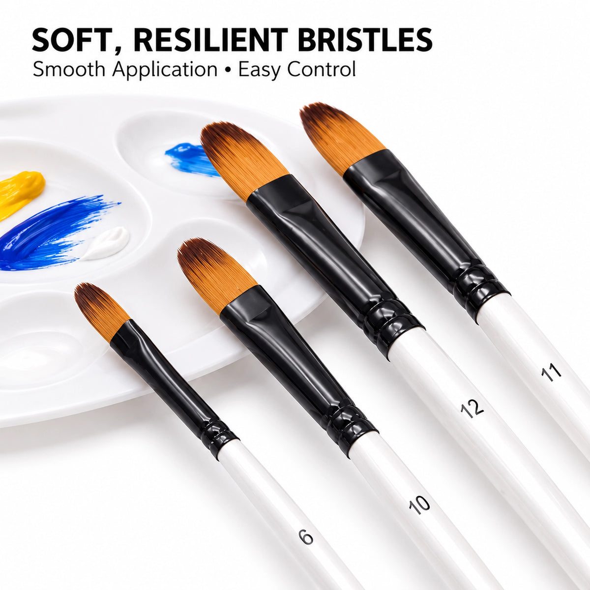 Soft resilient synthetic brush bristles