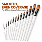Flat and filbert brushes for smooth coverage