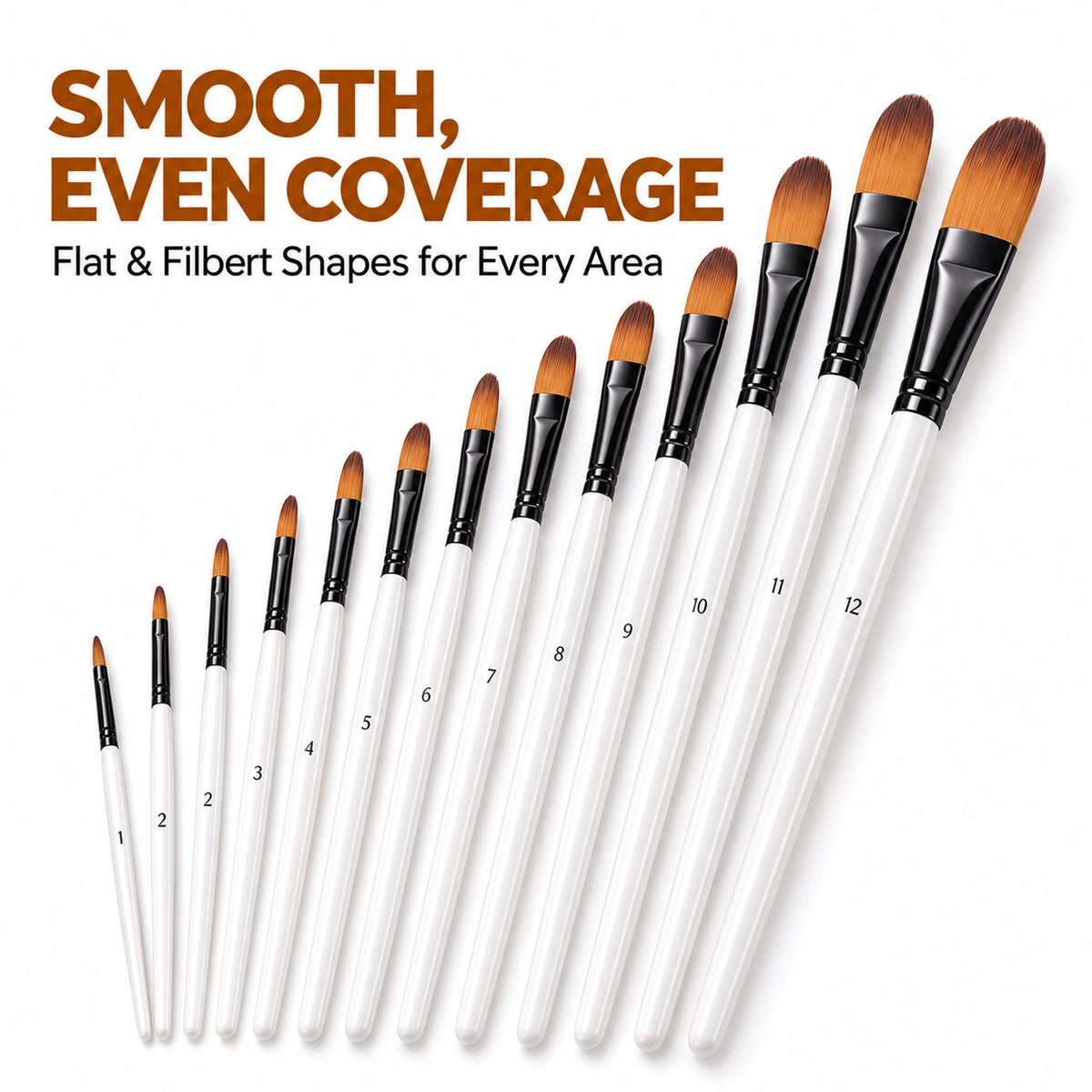 Flat and filbert brushes for smooth coverage