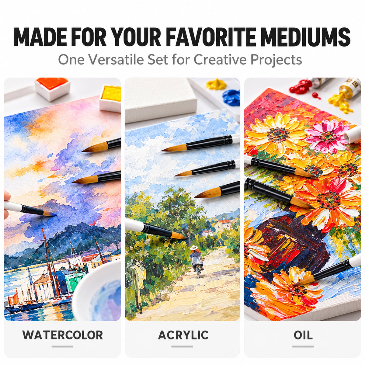 Brushes for watercolor acrylic and oil painting