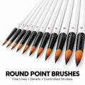 Round point professional paint brushes