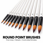 Round point professional paint brushes