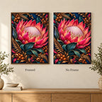 Framed and no-frame options for the Protea Bronze Fern Frame diamond painting