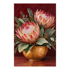 Original artwork for Proteas in an Ochre Vase Diamond Painting Kit on a white background