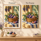 Framed and no-frame style comparison for the Provence fig market basket diamond painting.