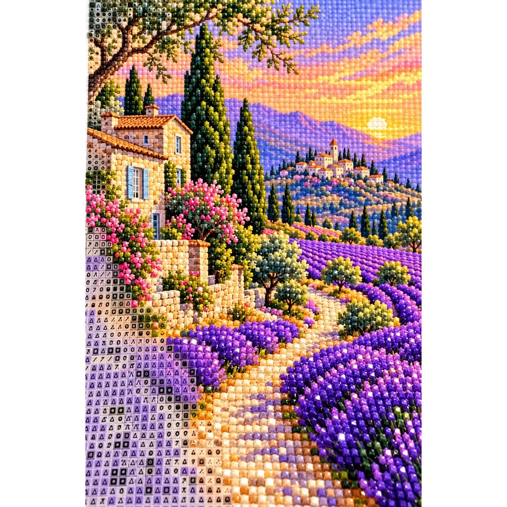 Provence Lavender Cottage diamond and canvas detail