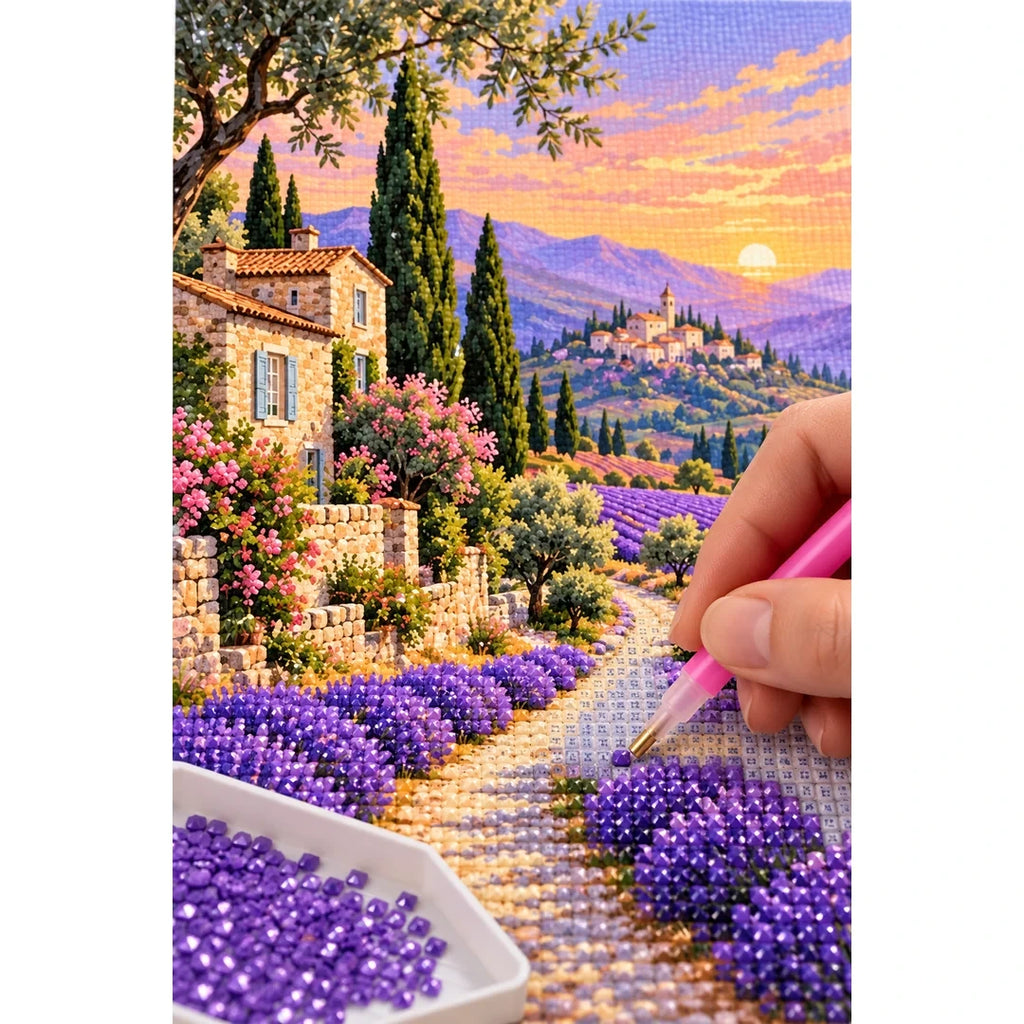 Provence Lavender Cottage diamond placement process