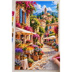 Provence Stone Village Market diamond painting process