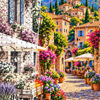 Provence Stone Village Market canvas and resin drill detail