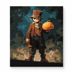 Pumpkin Gentleman Halloween paint by numbers artwork on a front-facing canvas against a white background