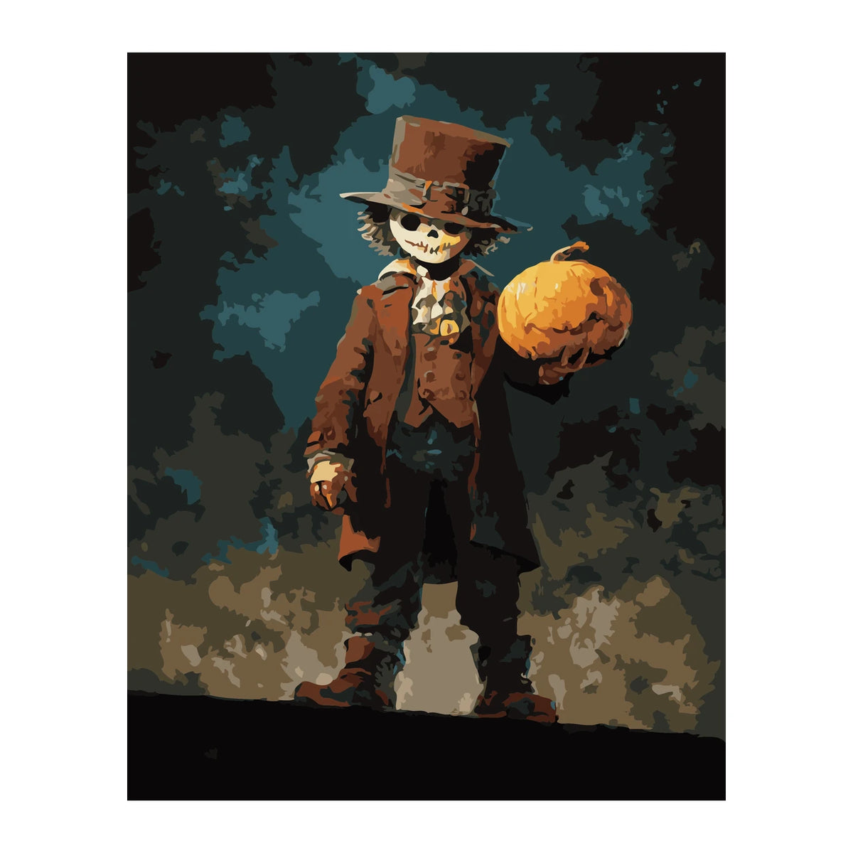Pumpkin Gentleman Halloween completed artwork on a clean white background