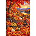 Pumpkin Wagon Maple Forest — original artwork on a clean white background