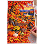 Pumpkin Wagon Maple Forest — diamond painting process with applicator pen