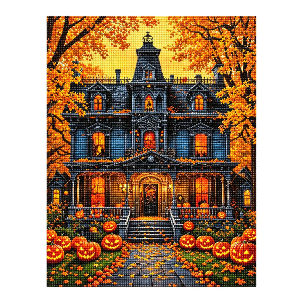 Finished diamond painting of pumpkin watch.