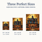Size guide for Pumpkin Watch Diamond Painting Kit: 20 × 30 cm, 30 × 40 cm, and 40 × 50 cm.
