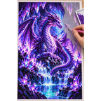 Purple Crystal Dragon Amethyst Cave — diamond painting process with applicator pen