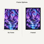 Purple Crystal Dragon Amethyst Cave — No Frame and Framed style comparison