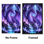 Purple Crystal Dragon Waterfall Diamond Painting Kit No Frame and Framed comparison