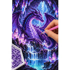 Purple Crystal Dragon Waterfall Diamond Painting Kit diamond placement process