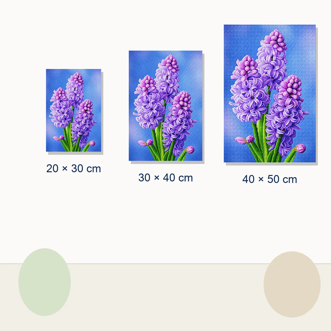 Purple Hyacinths Diamond Painting Kit size view