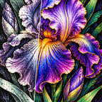 Purple Iris Jewel Bloom Diamond Painting Kit — Diamond and canvas detail