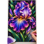 Purple Iris Jewel Bloom Diamond Painting Kit — Diamond painting process