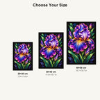 Purple Iris Jewel Bloom Diamond Painting Kit — Size guide