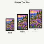 Purple Lupine Mountain Cabin — size comparison for 20 × 30, 30 × 40 and 40 × 50 cm