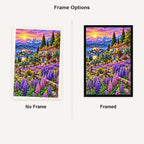 Purple Lupine Mountain Cabin — No Frame and Framed style comparison