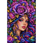 Purple Rose Goddess Diamond Painting Kit — Finished white-background diamond painting