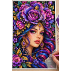 Purple Rose Goddess Diamond Painting Kit — Diamond painting process