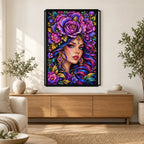 Purple Rose Goddess Diamond Painting Kit — Home decor scene