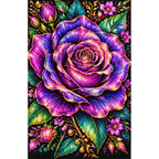 Purple Rose Jewel Bloom Diamond Painting Kit — Finished white-background diamond painting