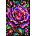 Purple Rose Jewel Bloom Diamond Painting Kit — original white-background artwork