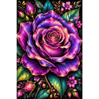 Purple Rose Jewel Bloom Diamond Painting Kit — original white-background artwork