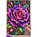Purple Rose Jewel Bloom Diamond Painting Kit — Diamond painting process