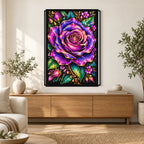 Purple Rose Jewel Bloom Diamond Painting Kit — Home decor scene