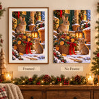 Framed and no-frame comparison for the rabbits with evergreen basket design
