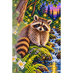 Raccoon Fireflies Woodland Stream Diamond Painting Kit — canvas and drill material detail