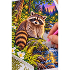 Raccoon Fireflies Woodland Stream Diamond Painting Kit — diamond painting application process