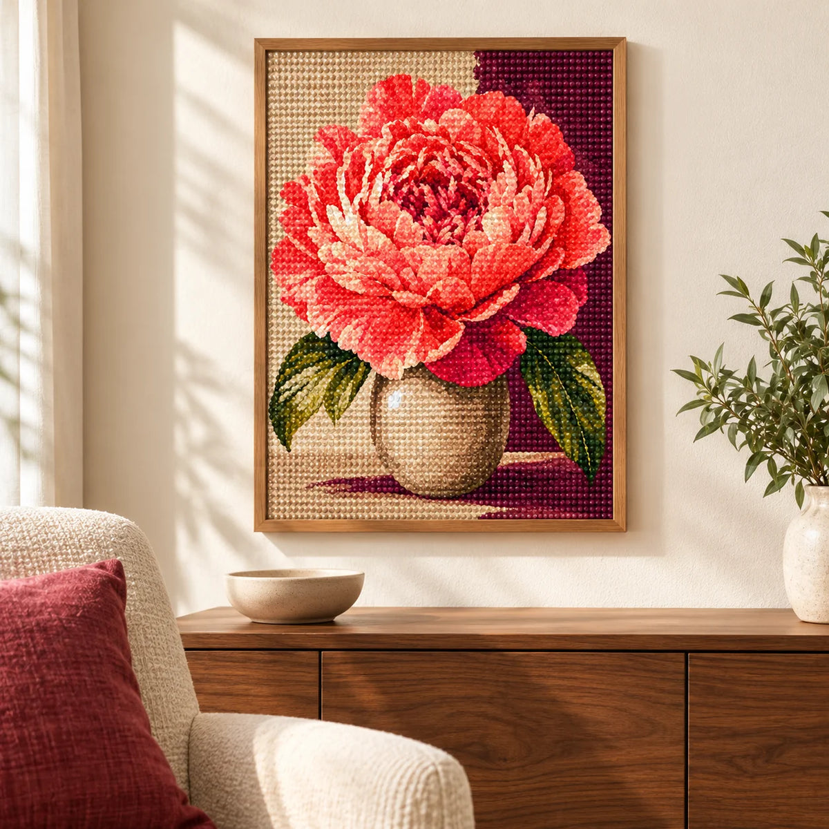 Home decor scene featuring Radiant Coral Bloom