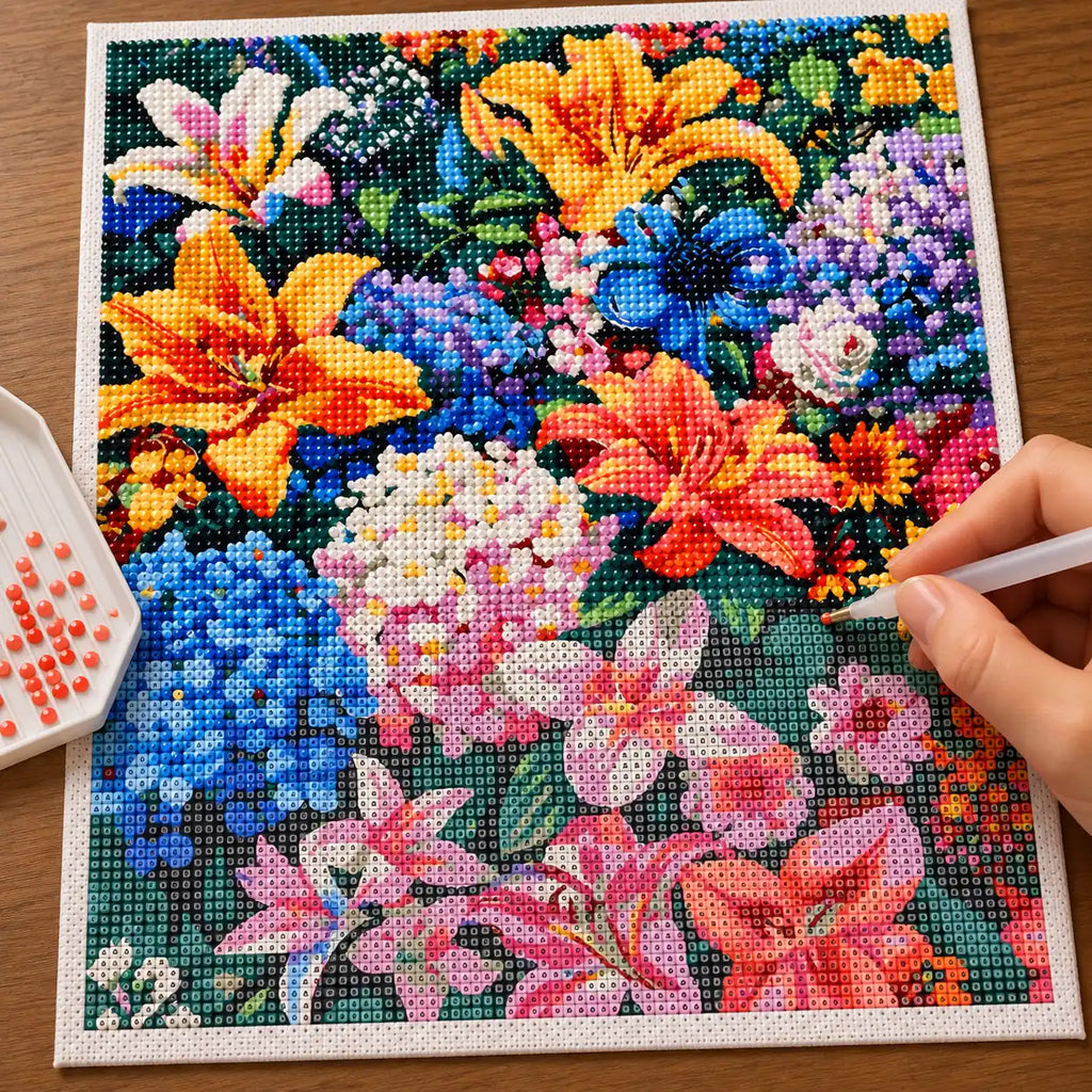 Diamond painting process for Garden Radiance