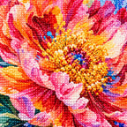 Close-up of diamond drill details in radiant peony bloom.