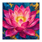 White-background finished diamond painting of Radiant Lotus Bloom